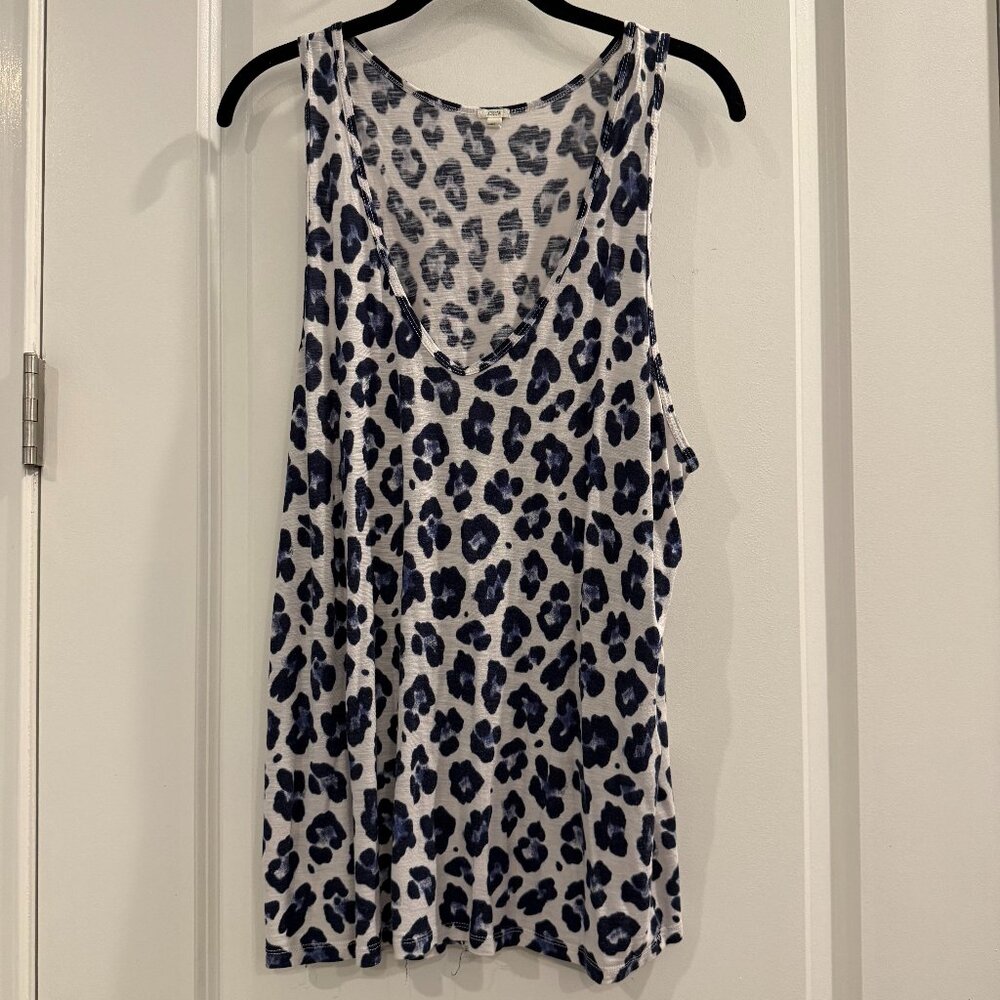 J CREW BLUES LEOPARD PRINT COTTON TANK